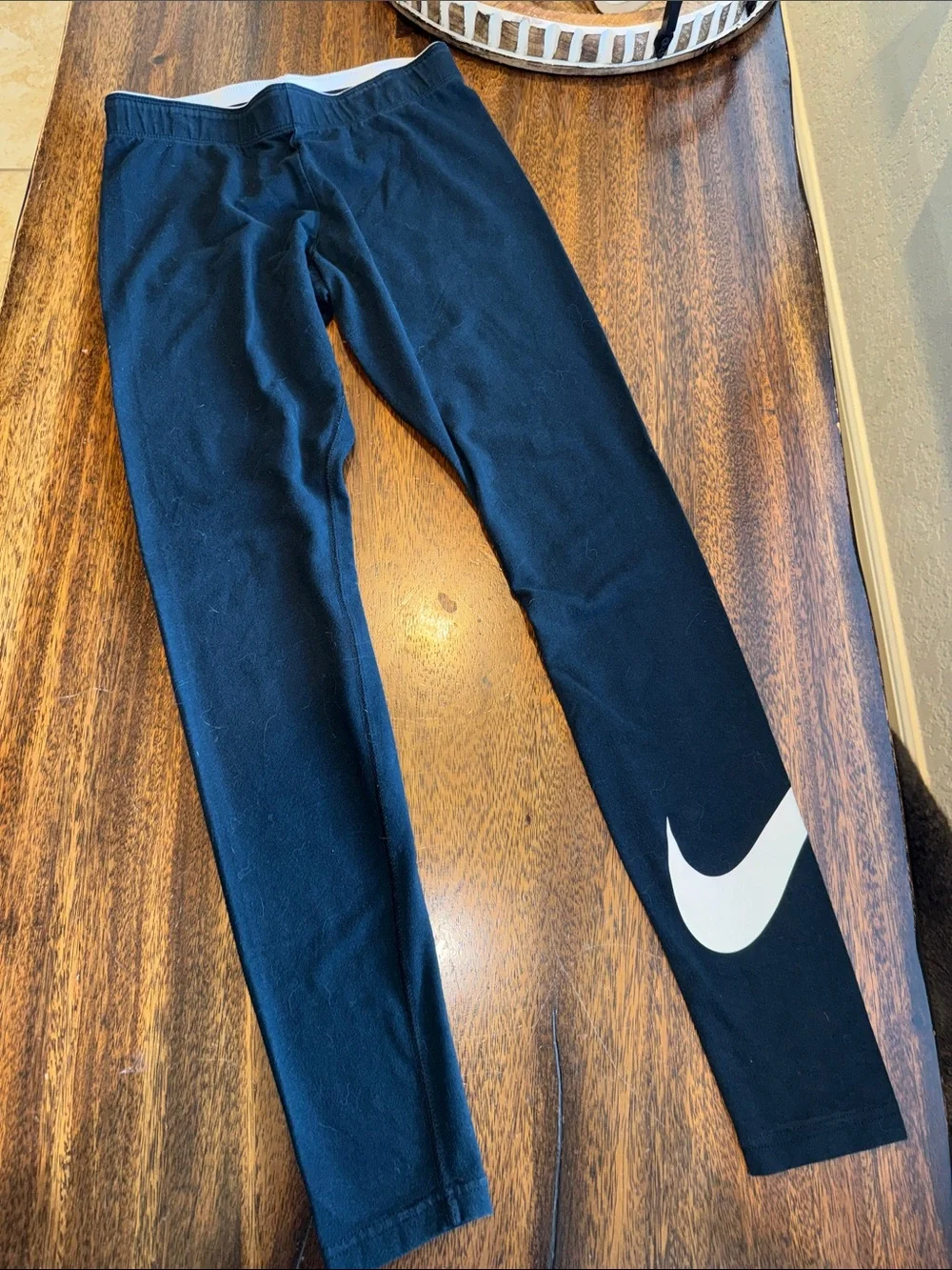 Nike Black Leggings with White Swoosh Accent